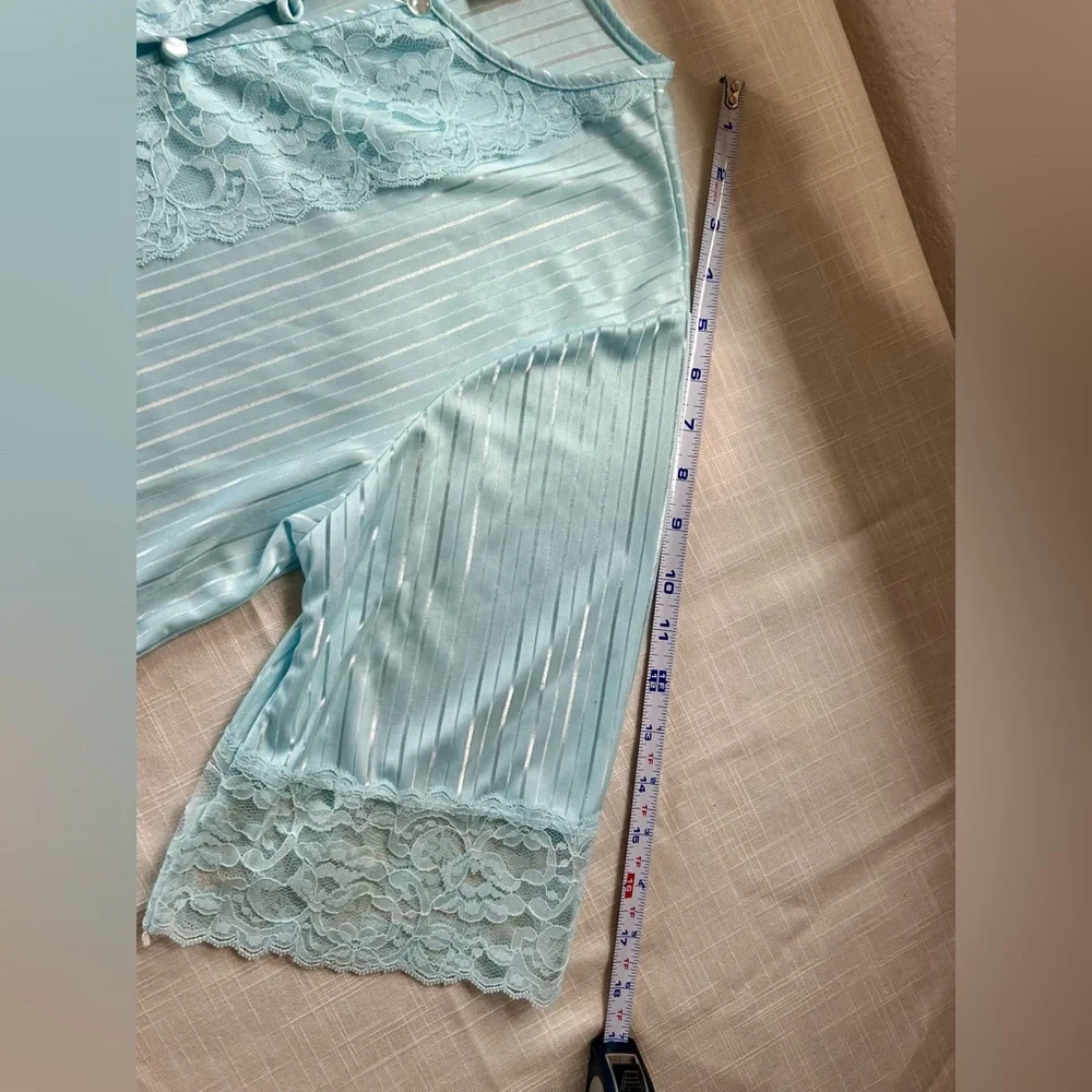 ⭐️ Vintage Scentimental Nights Light Blue Lace Chemise Lounge‎ Set Est Size L.